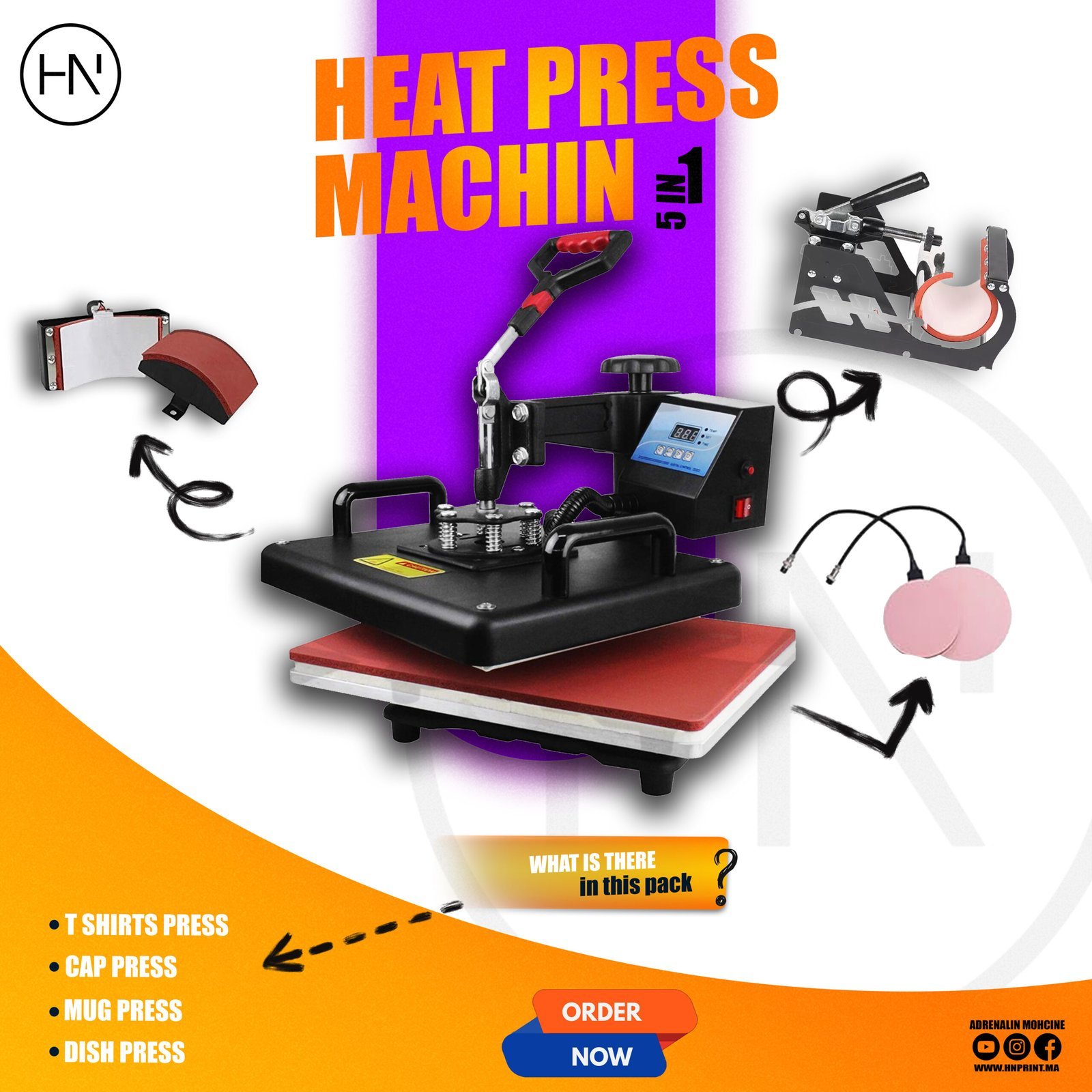 presse à chaud manuelle multifonctions 5en1 basique